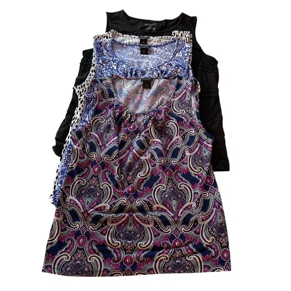 Ann Taylor & Talbots Womens Medium Sleeveless Tops 4 pc Bundle Multicolored Cott - Picture 1 of 8